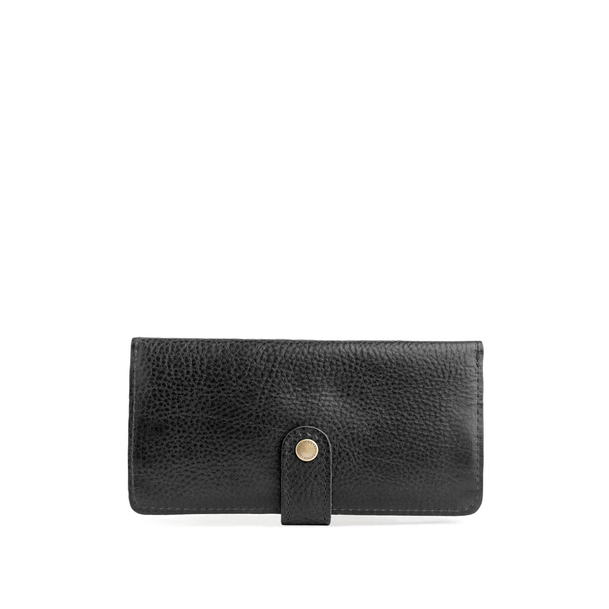 Pebbled--black | Leather wallet with snap closed