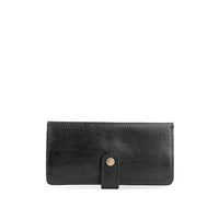 Pebbled--black | Leather wallet with snap closed