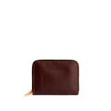 Cognac | Small leather wallet with zipper and PLG logo