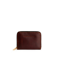 Cognac | Small leather wallet with zipper and PLG logo