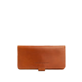 Honey | Back of closed leather wallet