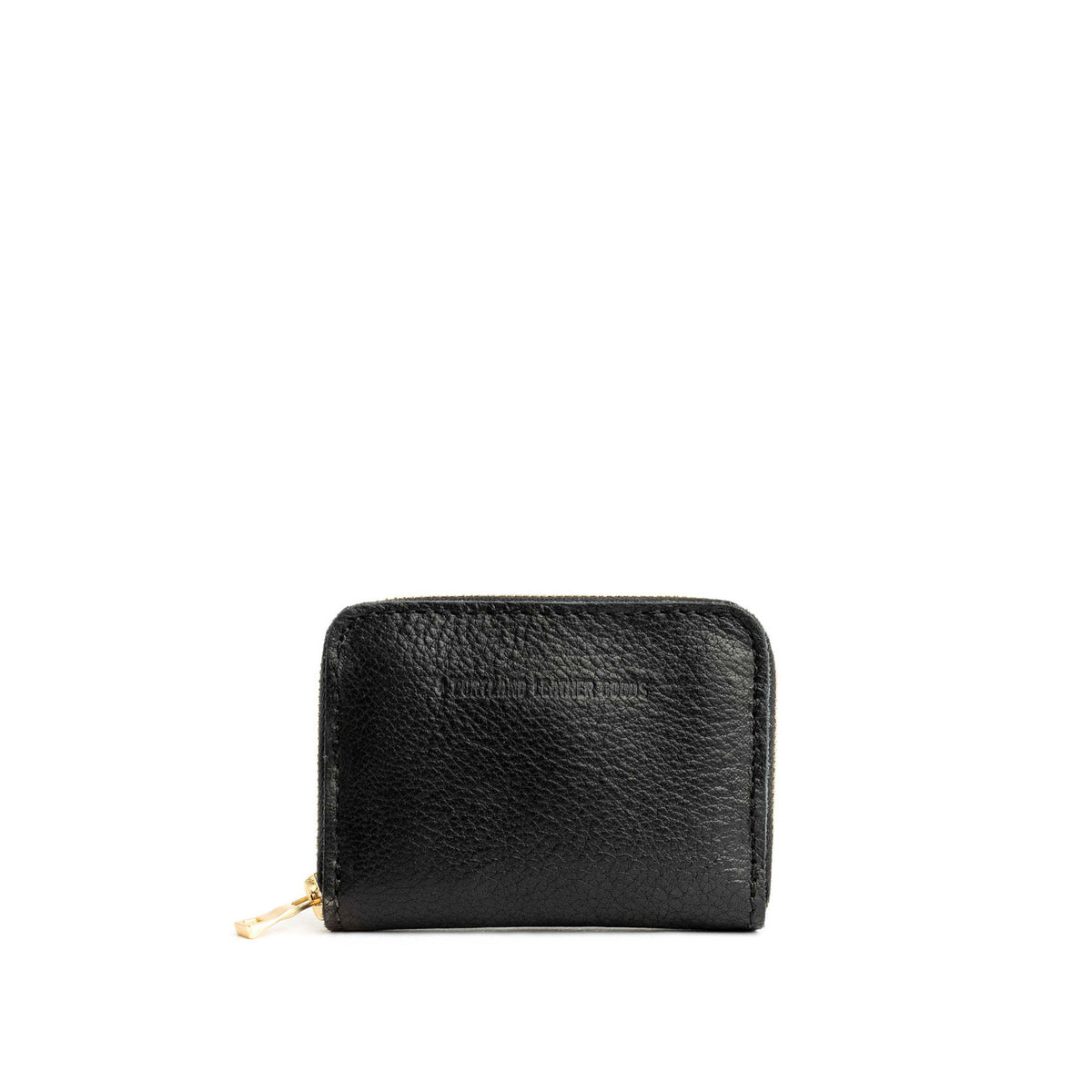Pebbled--black | Small leather wallet with zipper and PLG logo