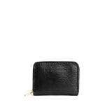 Pebbled--black | Small leather wallet with zipper and PLG logo