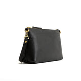  Pebbled--black Small | Zip top petite crossbody bag with detachable strap